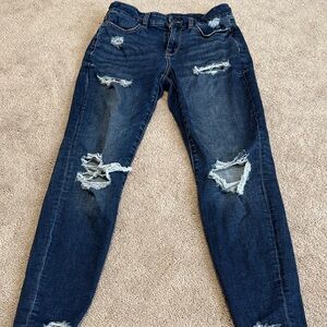 American Eagle Outfitters Dark Blue Distressed high rise jegging
